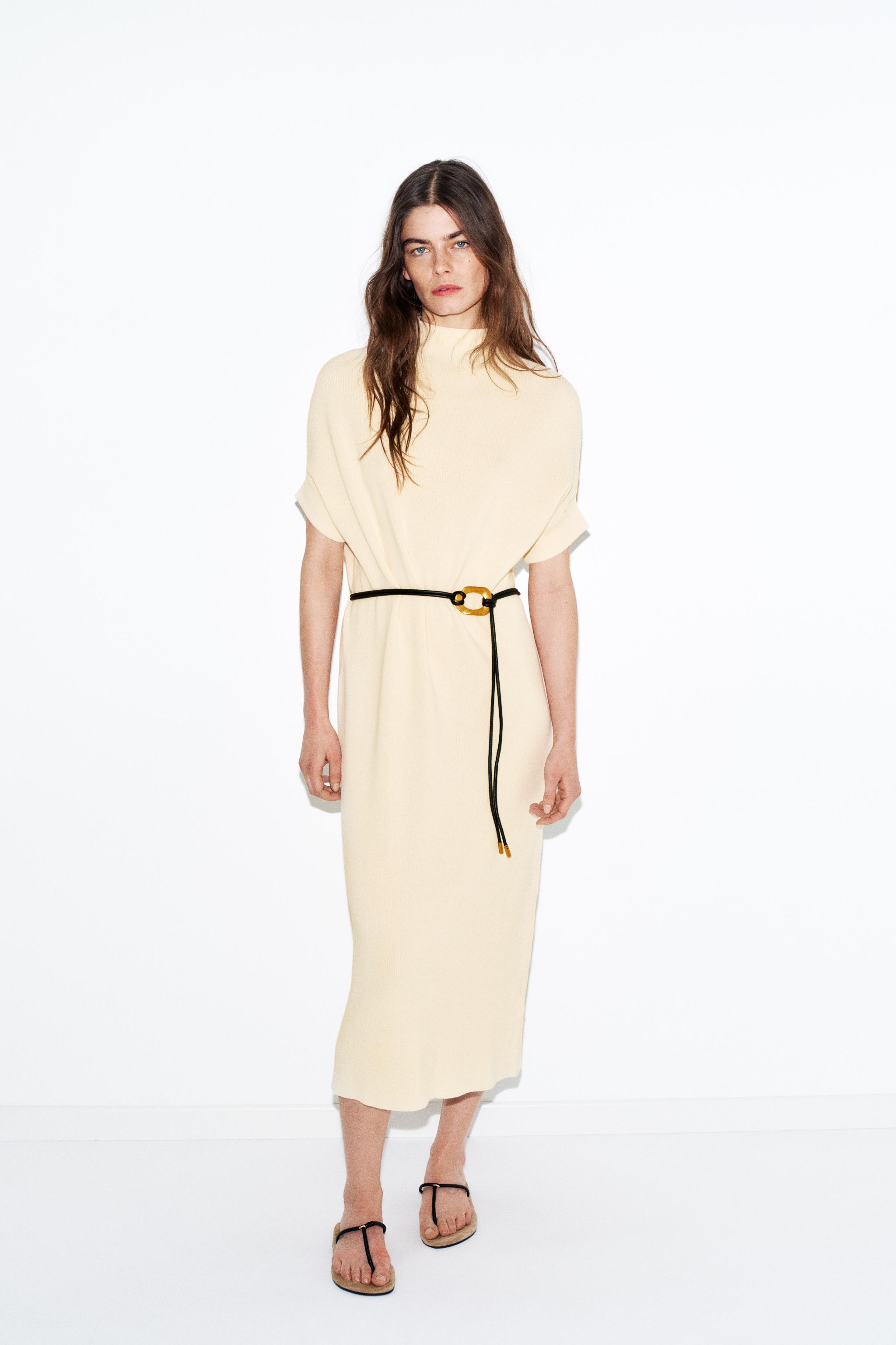 KNIT BELTED DRESS